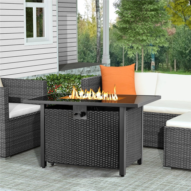 Red Barrel Studio® Domeier 25'' H x 43'' W Propane Outdoor Fire Pit